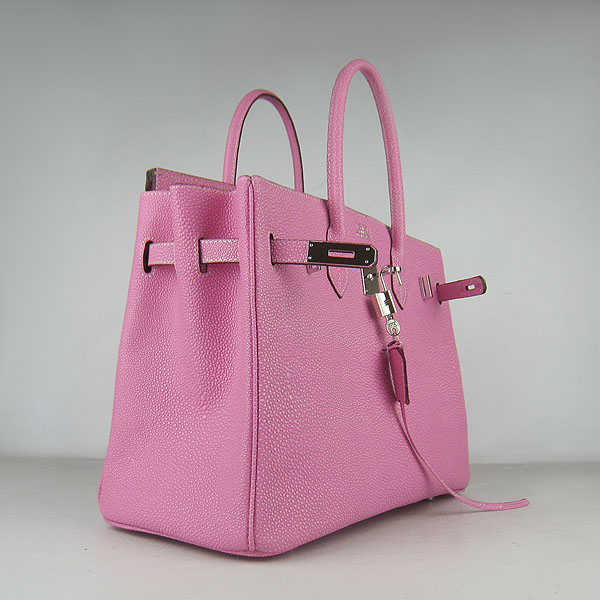 High Quality Fake Hermes Birkin 35CM Pearl Veins Leather Bag Pink 6089 - Click Image to Close